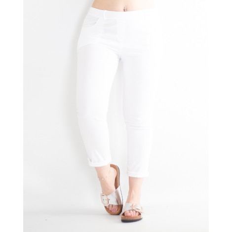 Pantalone Mokka Cotone Light Basico Bianco