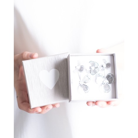 Parure Flower Ottone Strasse Orecchini Più Anello Argento