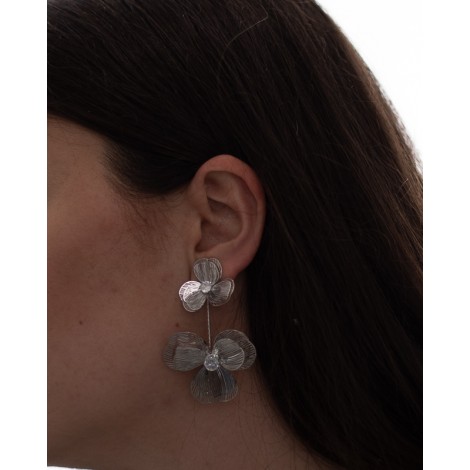 Parure Flower Ottone Strasse Orecchini Più Anello Argento