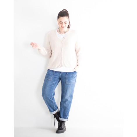 Cardigan Arold Alpaca Scollo V Bottoni Naturale
