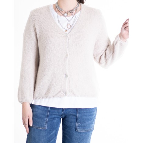 Cardigan Arold Alpaca Scollo V Bottoni Naturale