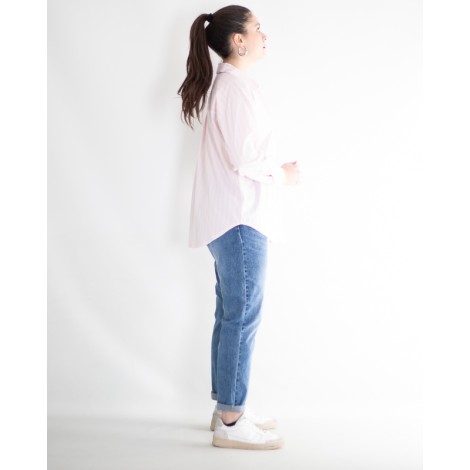 Camicia Tania Cotone Over Righe Rosa