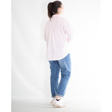Camicia Tania Cotone Over Righe Rosa