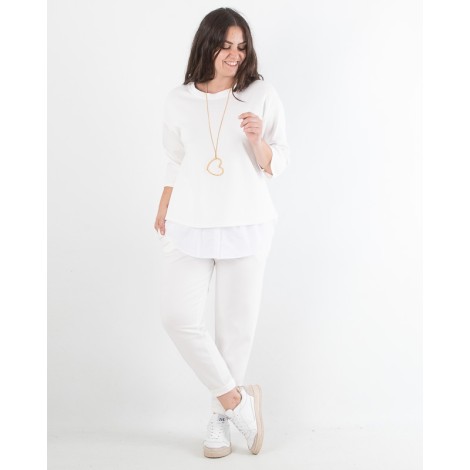 Finta Camicia Bice Popeline Bottoncini Bianco