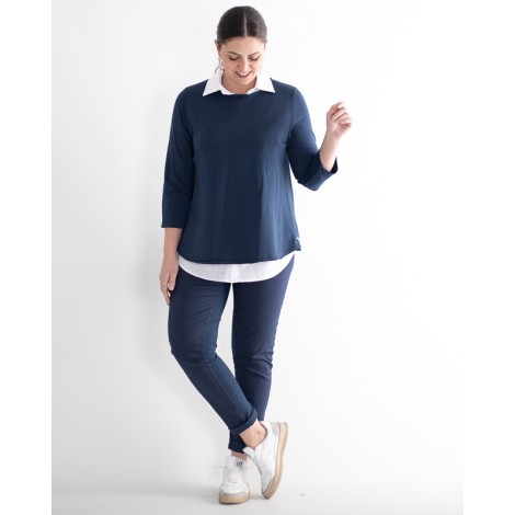 Finta Camicia Bice Popeline Bottoncini Bianco