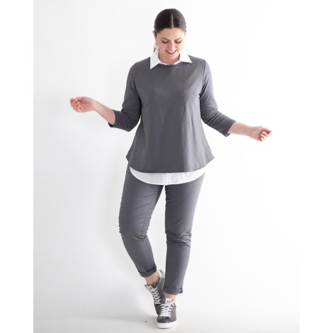 Finta Camicia Bice Popeline Bottoncini Bianco