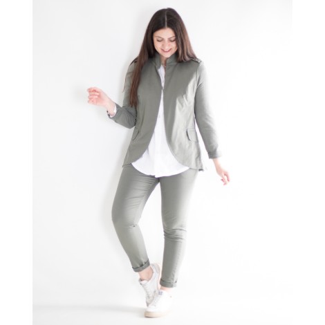 Pantalone Sugar Cotone Coulisse Bottoni Asimmetrici Militare