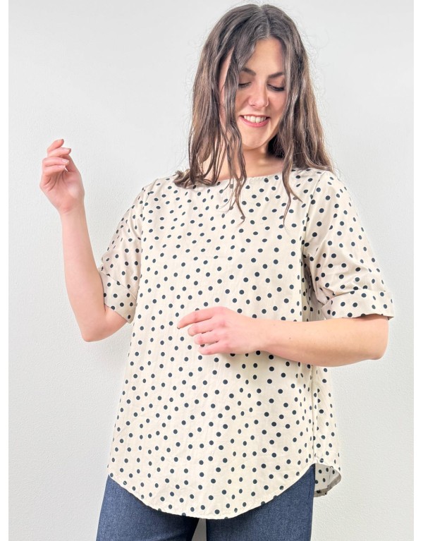 Camicia Chiara Cotone Pois...