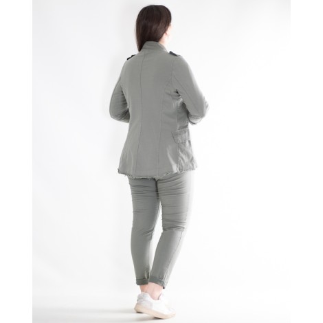 Blazer Sugar Cotone Felpa Sfiancato Coreana Militare