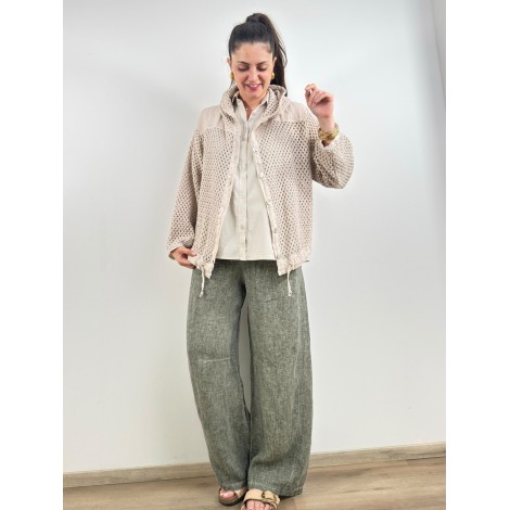 Camicia Thea Cotone Ultralight Smanicata Bottoni Sabbia