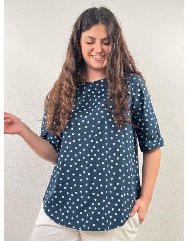 Camicia Chiara Cotone Pois...