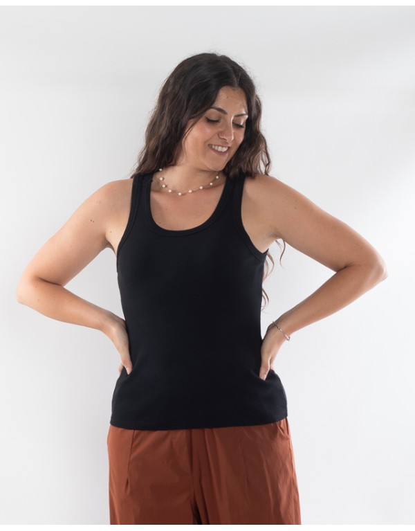 Top Marte Cotone Costine Nero