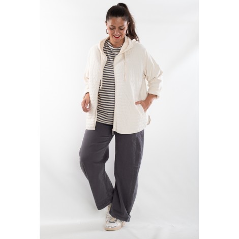 Maglia Greta Viscosa Pipistrello Righe Lurex Burro Piombo