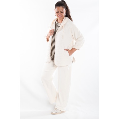 Maglia Greta Viscosa Pipistrello Righe Lurex Burro Militare