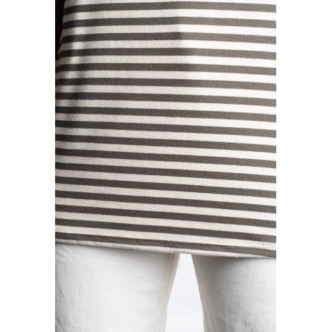 Maglia Greta Viscosa Pipistrello Righe Lurex Burro Militare