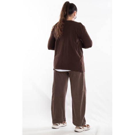 Twin Set Camilla Viscosa Maglia Righe Più Cardigan Moro Panna 